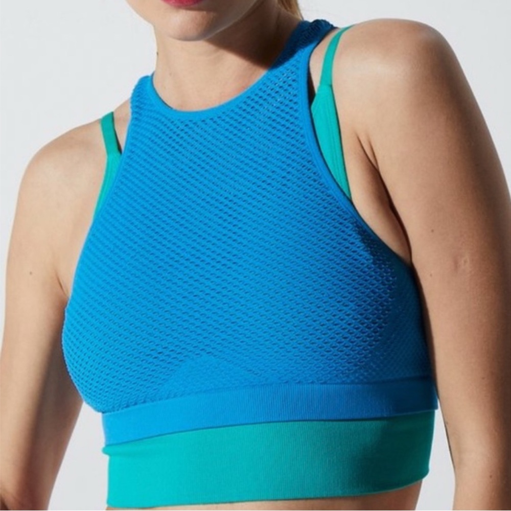 AVOCADO BRAND SPORTS BRA ROYAL BLUE MESH OVER TEAL BRA SIZE XS/S